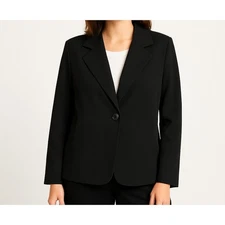 Nine West Womens Black Blazer Jacket Size 4 Collared Button Front Career Office