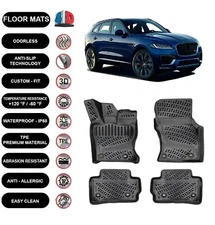 Floor Mats Liner For Jaguar F-Pace (2016-2022) Waterproof 4D Molded Black 4Pcs