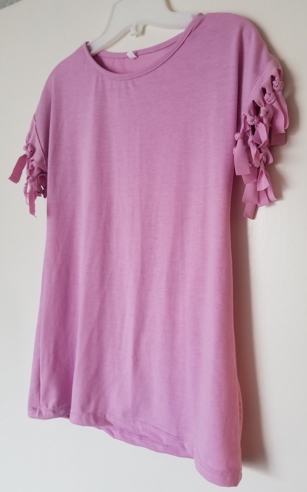 Basic Solid Pink Knotted Short Sleeve Classic Nec… - image 4