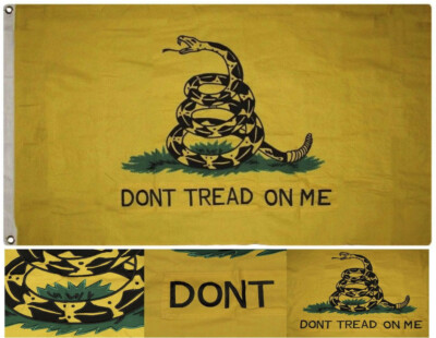 2X3 Embroidered Sewn Gadsden Don't Tread On Me DOUBLE SIDED 600D Nylon Flag