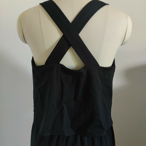 J JILL Black Tiered- Cross Strap- Ruffle Hem- Calf Length Knit Dress NWT~ Small - Picture 8 of 12