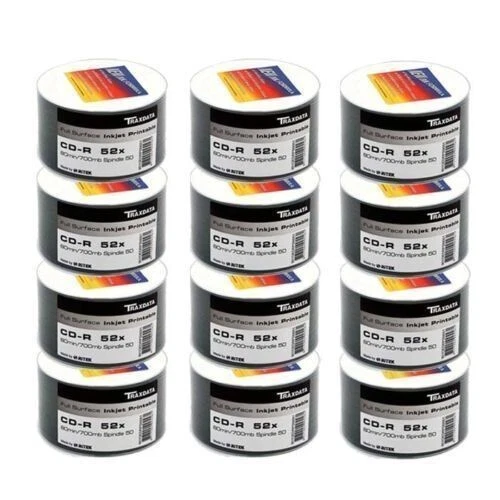 600 x Ritek Traxdata 52x Full Face White Inkjet Printable Blank CD-R CDR Discs - Image 3 of 3