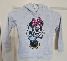 Disney Jumping Beans Sequins Minnie Mouse Girls Pullover Hoodie Gray Size 5