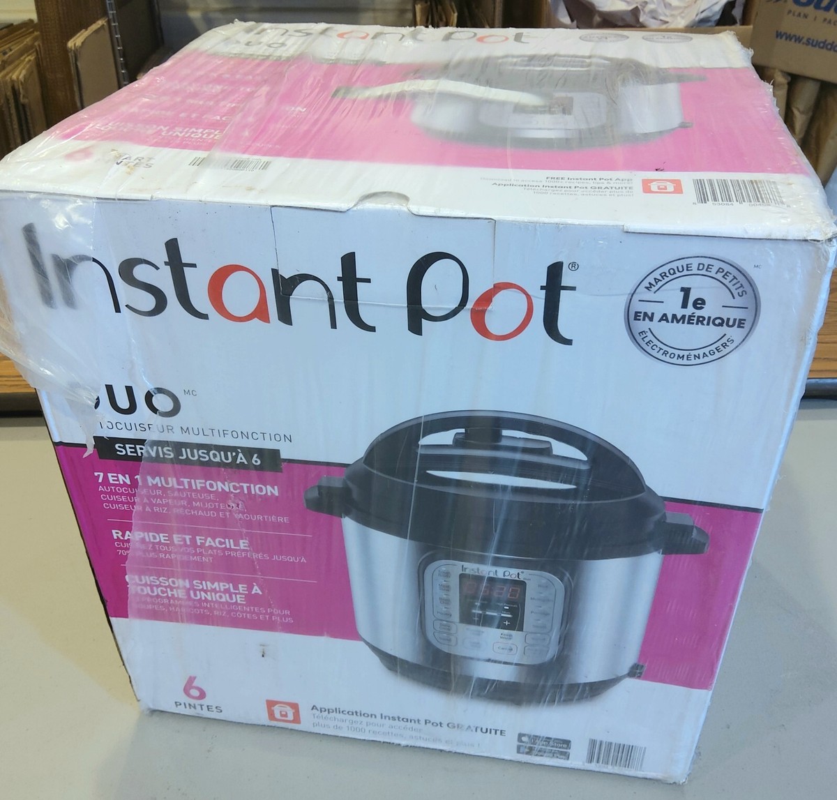 INSTANT POT New In Box DUO60 6 qt 7 in 1 Electric Pressure Cooker Black Silver INSTANT POT New In Box DUO60 6 qt 7 in 1 Electric Pressure Cooker Black Silver
