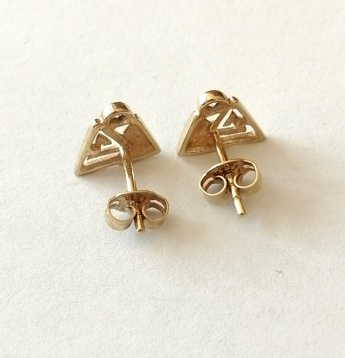 Triangle Shape Stud Earrings with Diamond Gold 33… - image 6