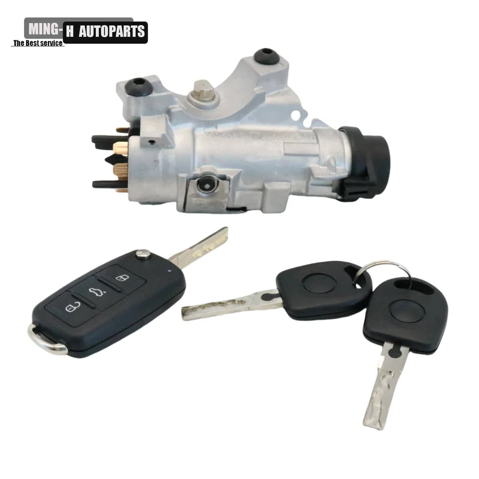 Conjunto de cilindro de bloqueo de encendido con carcasas de llave para Audi 1998-09 A4 4B0905851P Foto 2 de 4