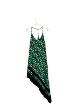 Asher Boho Green Floral Asymmetrical High Low Racer Back Handkerchief Dress NWT