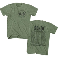 AC/DC 1976 High Voltage European Tour Front and Back Green Heather T-shirt