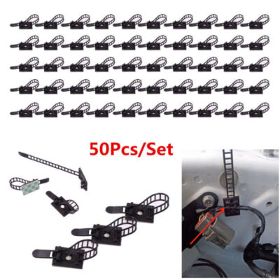 50Pcs Self-Adhesive Adjustable Wire Cable Ties Clamps Fix Arrange Sticker Clips