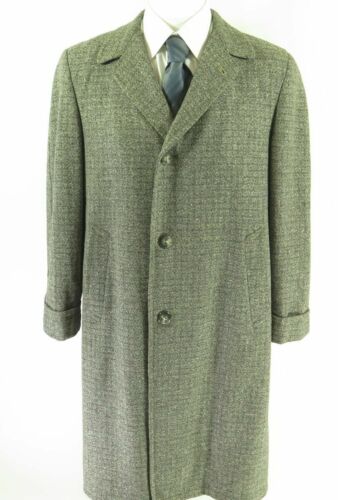 Vintage 50s Dundee Wool Over Coat 44 Gray Nubby Fl