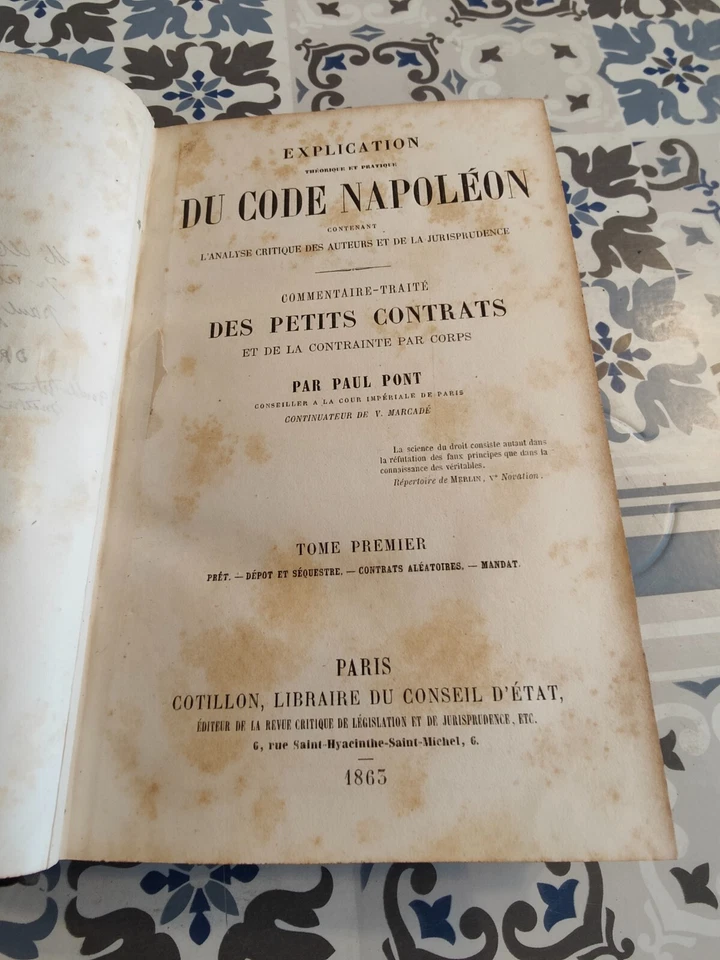 explication du code napoléon tome premier Pont	1865 - Photo 3/3