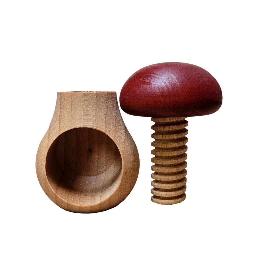 SCHIACCIANOCI IN LEGNO DI FAGGIO NATURALE, MOLTO SOLIDO, FUNGO, VIOLA - Immagine 4 di 4