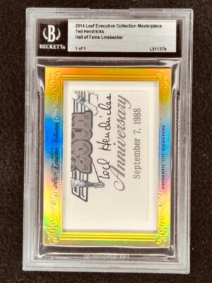 Ted Hendricks 2014 Leaf Masterpiece Cut Signature autograph card 1/1 JSA Raiders