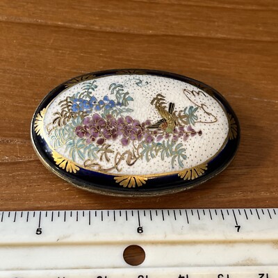 Antique Rare Victorian Floral Enamel Gold Gilded Belt Buckle  display picture 1