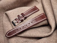 Cinturino 20 mm artigianale  Pelle Di Capra Marrone Fibbia 16 mm Italy (201604)