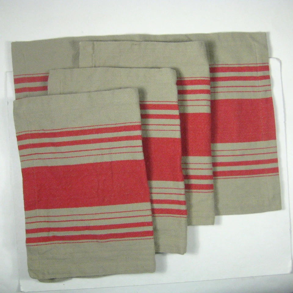Set of 4 Fete Placemats Farmhouse Red Striped 100% Cotton Table Decor - Image 2 of 4