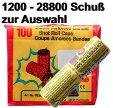 1200 Schuss Papier Amorces B&auml;nder Streifen Amorcesband Z&uuml;ndpl&auml;ttchen zu 12x 100