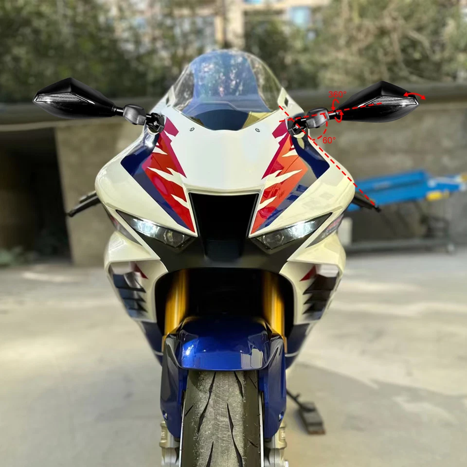 Espejos retrovisores con carcasa ABS señal de giro LED aptos para Ducati 999 Triumph Daytona Foto 4 de 4