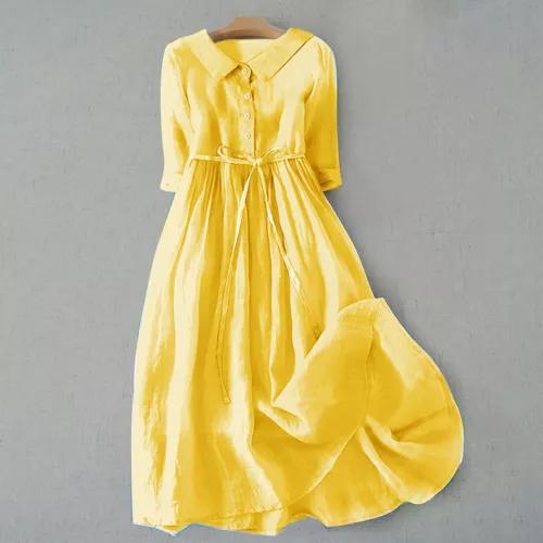 ¡Vestidos largos informales para mujer con botones de lino de algodón vestido caftán talla grande! - Imagen 22 de 35