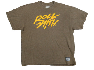 Rocksmith logo Rock Smith Explicit Content brown with yellow type logo