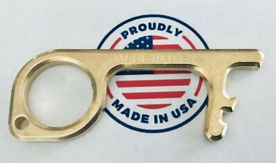 GERM TOUCH FREE KEY DOOR BOTTLE OPENER *MADE IN U.S.A* BRASS Keychain