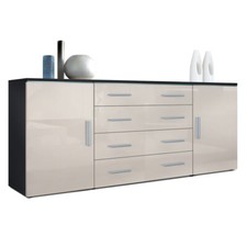 Sideboard Kommode Highboard Anrichte Faro V2 Schwarz matt - Hochglanz