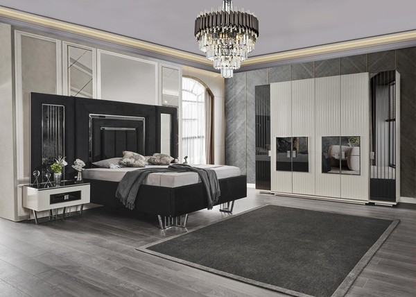 Schlafzimmer Set 2X Nachttische Kleiderschrank Komplett Zimmer Bett MöBel 4Tlg-image