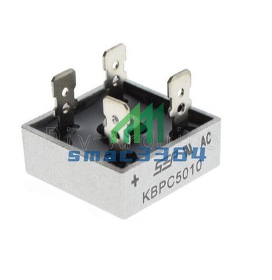 1PCS 50A 1000V Metal Case Single Phases Diode Bridge Rectifier KBPC5010