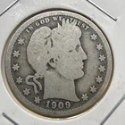 1909 D BARBER 25C QUARTER 90% SILVER. Free shipping.