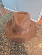 INDIANA JONES BRAND WOOL FELT FEDORA HAT BROWN