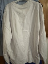 H M White Pull Over Sweatshirt Size M With Slits On The Side Long Sleeve