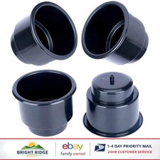 Set Of 4 Black Recessed Drink Can Holders With Drain For Boat Or Car Use