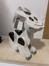 Vintage Handpainted Wooden Cow Decor Folk Art