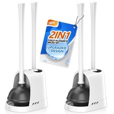 Toilet Plunger and Brush, 2 Pack Bowl Brush and Heavy Duty Toilet Plunger Set...