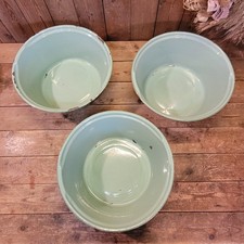 3 x alte Emaille Sch&uuml;ssel  43 cm gr&uuml;n mit Rand