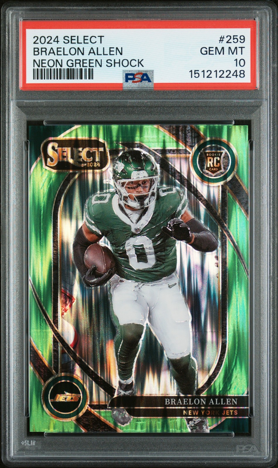 Braelon Allen Panini Select #259 Neon Green Shock