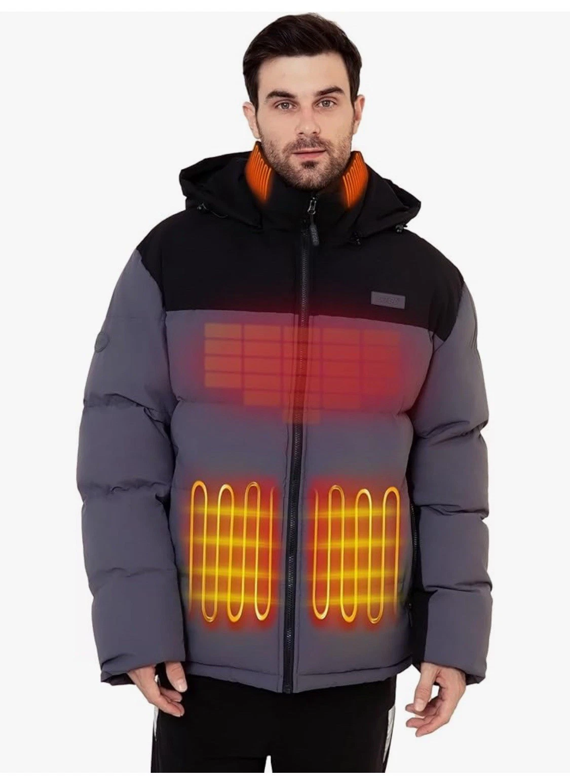 Heated Jacket With 7.4V Battery, Detachable Hood Waterproof Winter Jacket Large