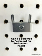  10 PACK Picture Notch Utility 'J' Peg Hook. For 1/8 to 1/4" Pegboard w/Screws