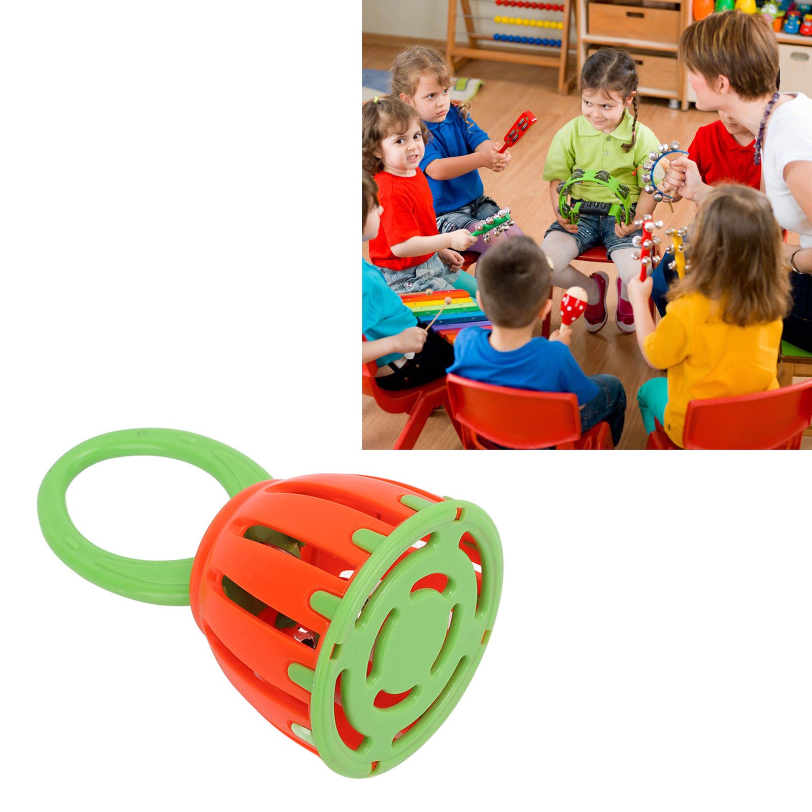 _Baby Cage Bell Rattle Handbell Orff Percussion Instrument Kid Early Education