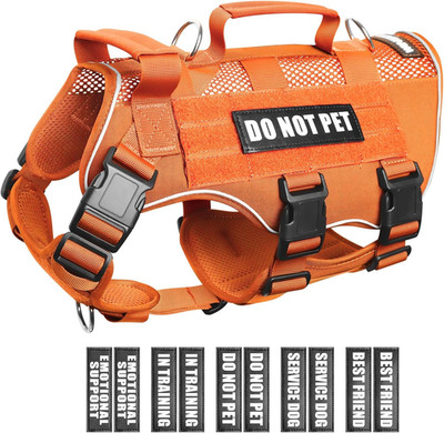 WINSEE Mesh Dog Harness with 10 Pet Patches for Medium Service Dog in Training,