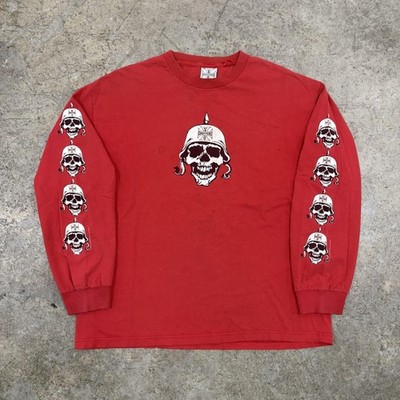 Vintage West Coast Choppers Shirt Mens XL Red Skull Helmet Biker Motorcycle 2003
