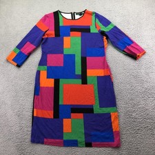 Lauren Ralph Lauren Dress Womens Large Multicolor Colorblock Sheath 3/4 Sleeve