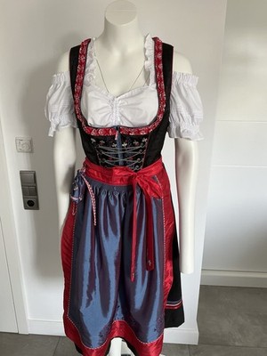 Damen TopDirndl mit Bluse von Spieth & Wensky Schwarz/Rot Größe 42