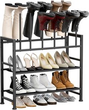 Boot Rack 4-Tier Black Metal Boot Storage Rack for Tall Boots Organizer Entryway