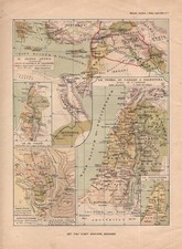 LA PALESTINA E GLI EBREI GERUSALEMME XII TRIBU' 1920 Carta geografica storica