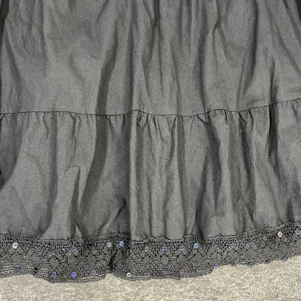 Y2K Faded Glory Peasant Skirt Womens Plus 2X Black Sequin Tiered Cotton Fairy - Image 3 of 4