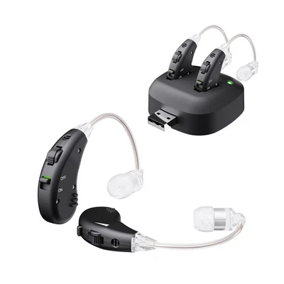 JINGHAO HearingAid Rechargeable with Charger Dock BTE Lightweight&Comfortable for Senior