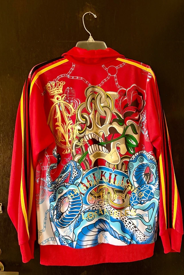 Chaqueta deportiva vintage Y2K Christian Audigier multicolor sobreimpresa talla XL para hombre Foto 2 de 4