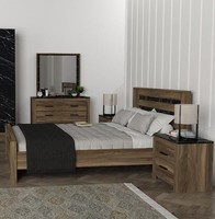 Schlafzimmer Set Bett+2X Nachttische+Kommode Stilvolle 4Tlg Braun Luxus MöBel