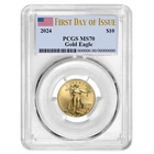 2024 $10 American Gold Eagle 1/4 oz PCGS MS70 FDOI Flag Label